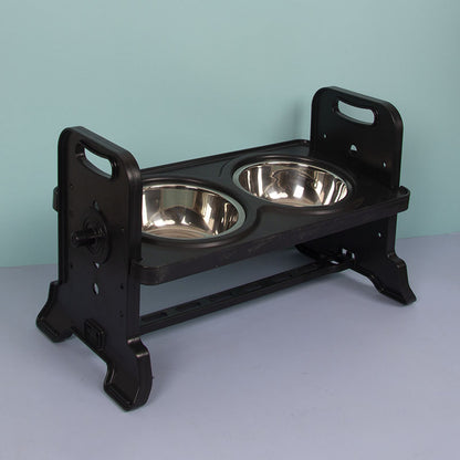 Height Adjustable Dining Table for Pets with Bowls